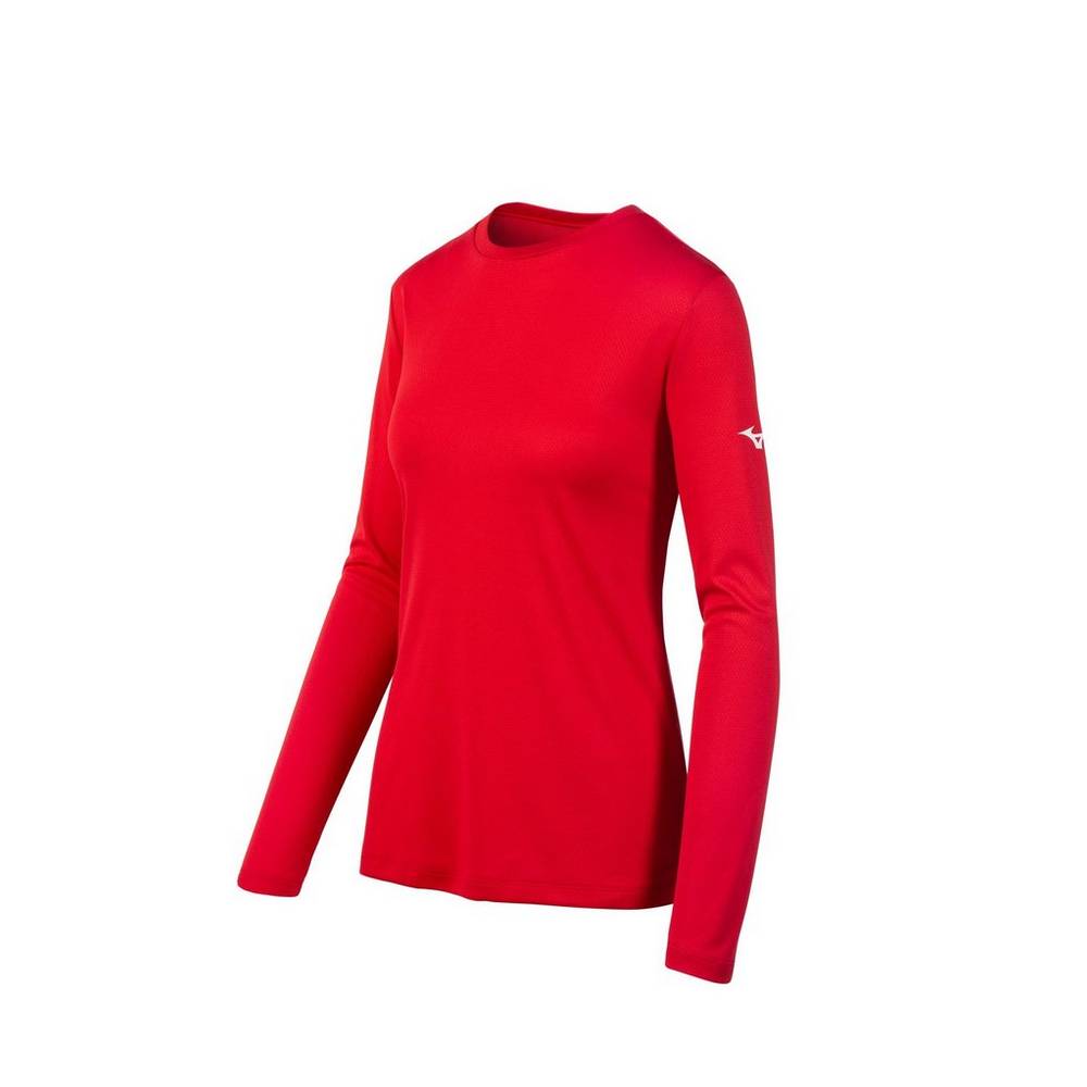 Mizuno Long Sleeve - Bayan Tişört - Kırmızı Türkiye (MWSCGF-120)